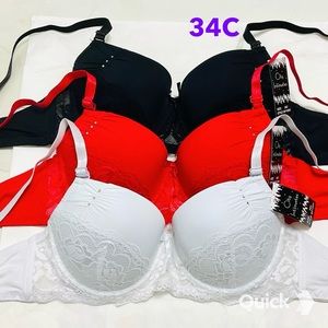 34C - NWT 3 pc Lace Contour Bras